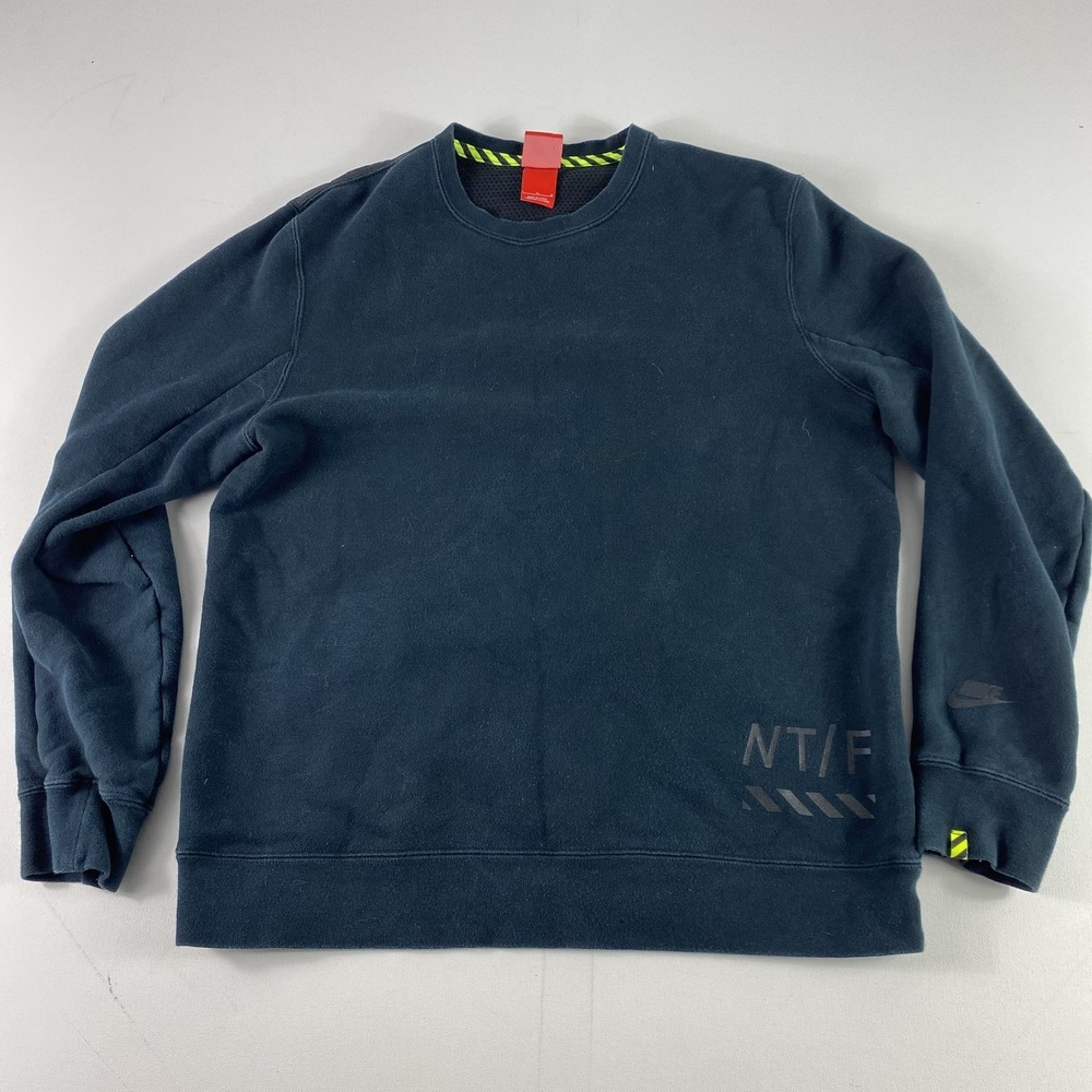 Nike Sweater Mens Large Black NT/F Crewneck Pullover Reflective Logo 719544-010